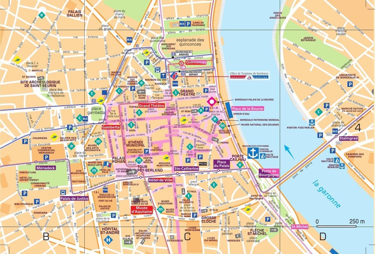 ulična mapa Bordeaux centar grada