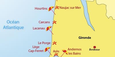 Mapa Bordeaux plažu