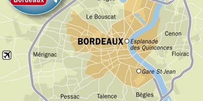 Mapa Bordeaux predgrađu